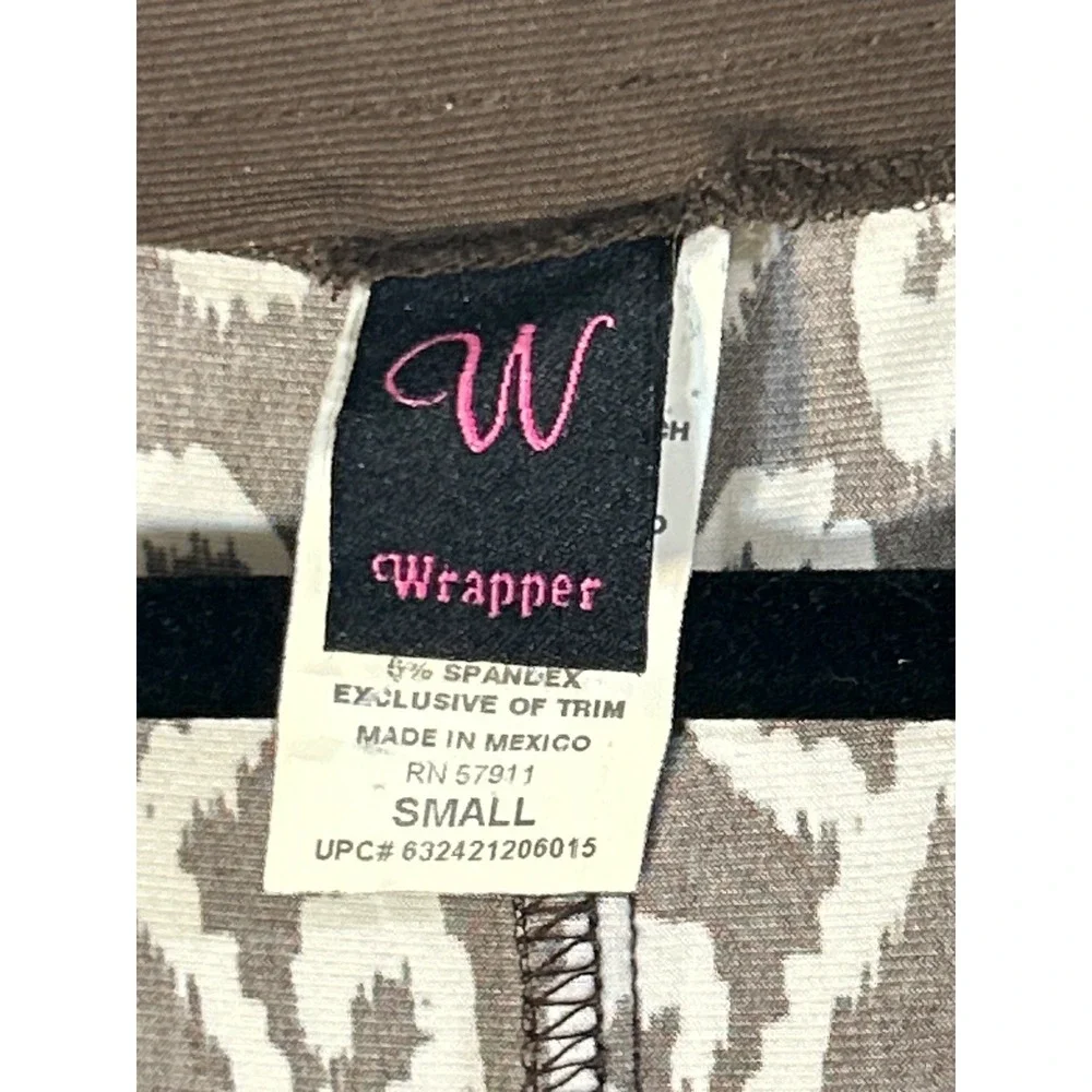 Wrapper Women's Brown White Ikat Print V Neck Sleeveless‎ Dress Size Small